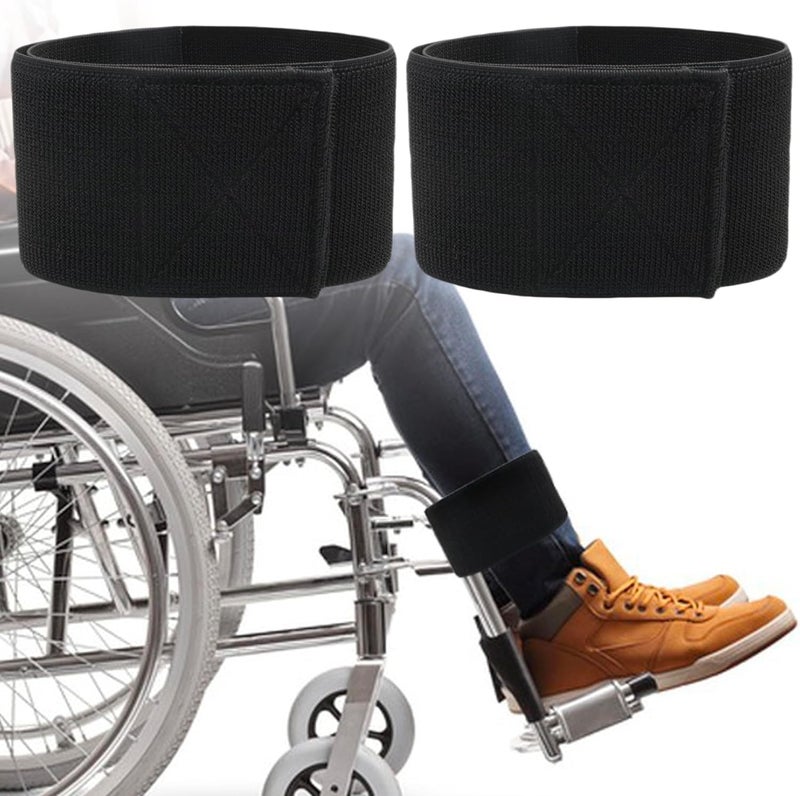 Terixe 2 Pack Wheelchair Leg Straps - Polyester Material, Reliable & Elastic - Foot, Calf & Seat Belt Restraints for Wheelchair Accessory (Width 4 inches) - Image 1